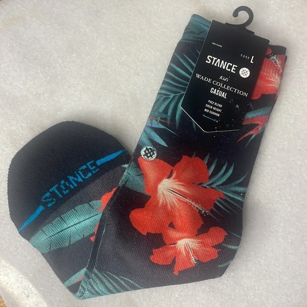 Stance Kids Wade Collection Tropical Floral Crew Socks New Size Youth 3-5.5